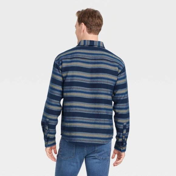 Goodfellow & Co Men's Striped Heavyweight Flannel Long Sleeve Button-Down Shirt - Picture 2 of 14